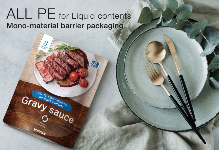 Toppan has developed ALL PE mono-material packaging for liquids. © TOPPAN INC.