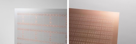 (Left) Glass substrate, (Right) Organic RDL interposer
