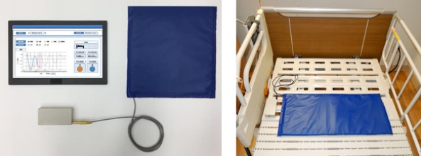 本製品の構成（左）とねりま健育会病院での設置イメージ（右）
