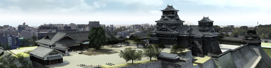 熊本城について、今回新たに制作した被災前のVR再現