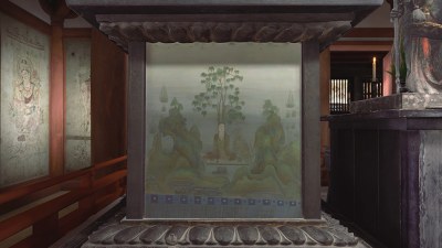 薬師如来像台座画再現シーン 以上、VR作品『法隆寺 国宝 金堂—聖徳太子のこころ』より 監修：東京国立博物館、文化財活用センター、法隆寺　制作：凸版印刷株式会社