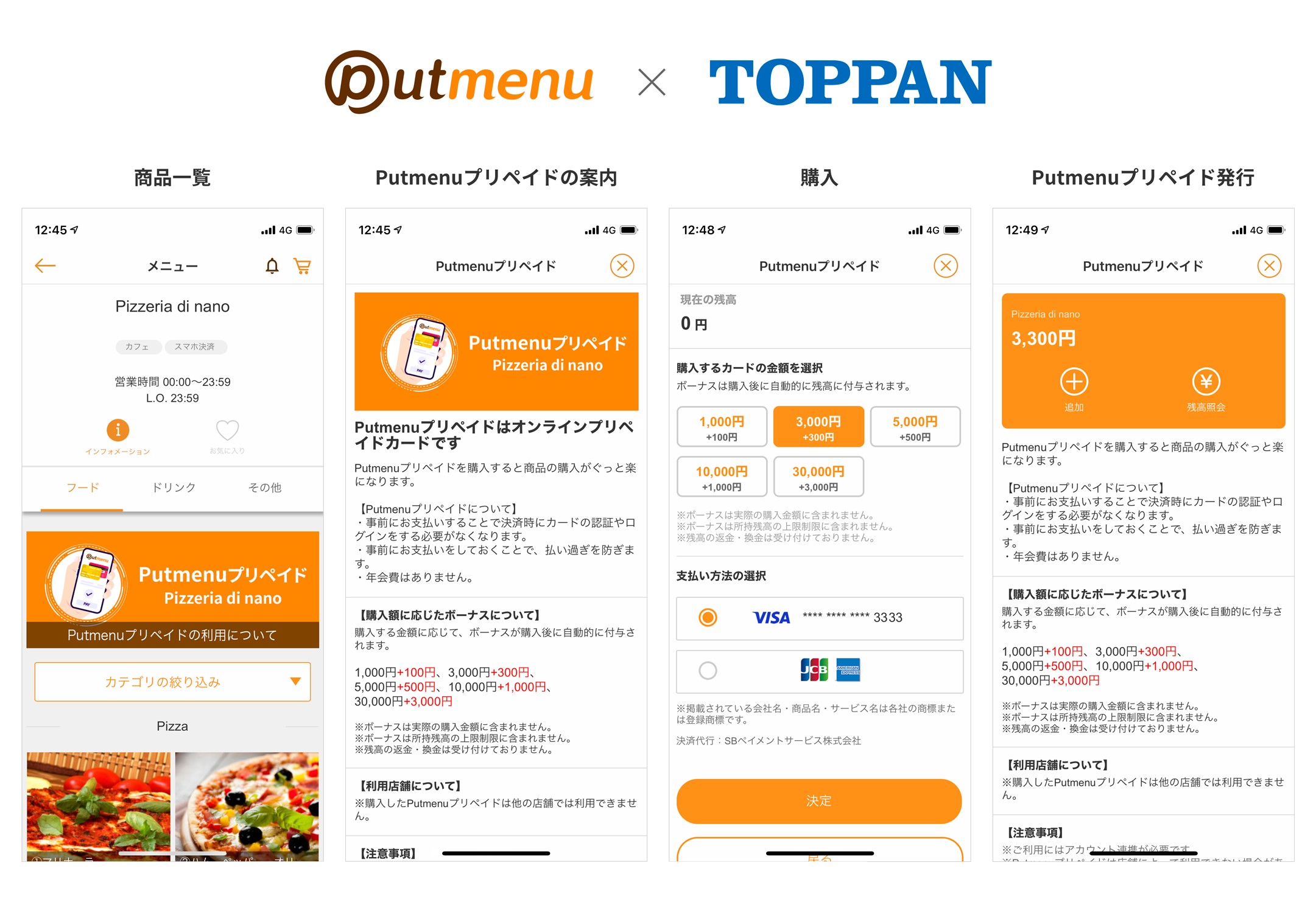 Putmenuプリペイドの利用イメージ