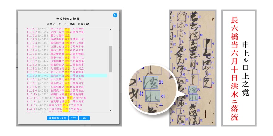 「奉行所日帳」に含まれる「洪水」の記述67件の中から 正徳2年(1712)旧暦6月10日の洪水で、熊本町の「長六橋」が流された記録を発見