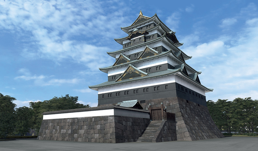 VR作品『江戸城の天守』より、VRで再現した三代目の江戸城天守 監修:東京国立博物館 制作:TOPPAN株式会社