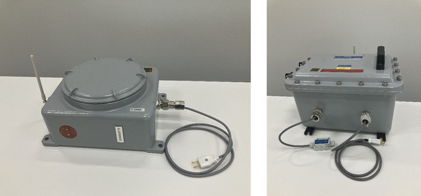 （左）防爆対応の中継器・基地局、（右）防爆対応のZETABOX-Smart