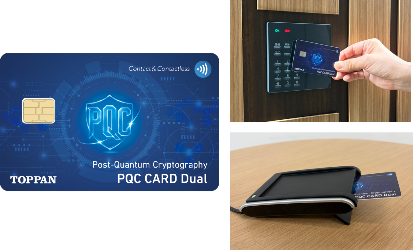デュアルインターフェイスICカード「PQC CARD® Dual」と使用イメージ　©TOPPAN Inc.
